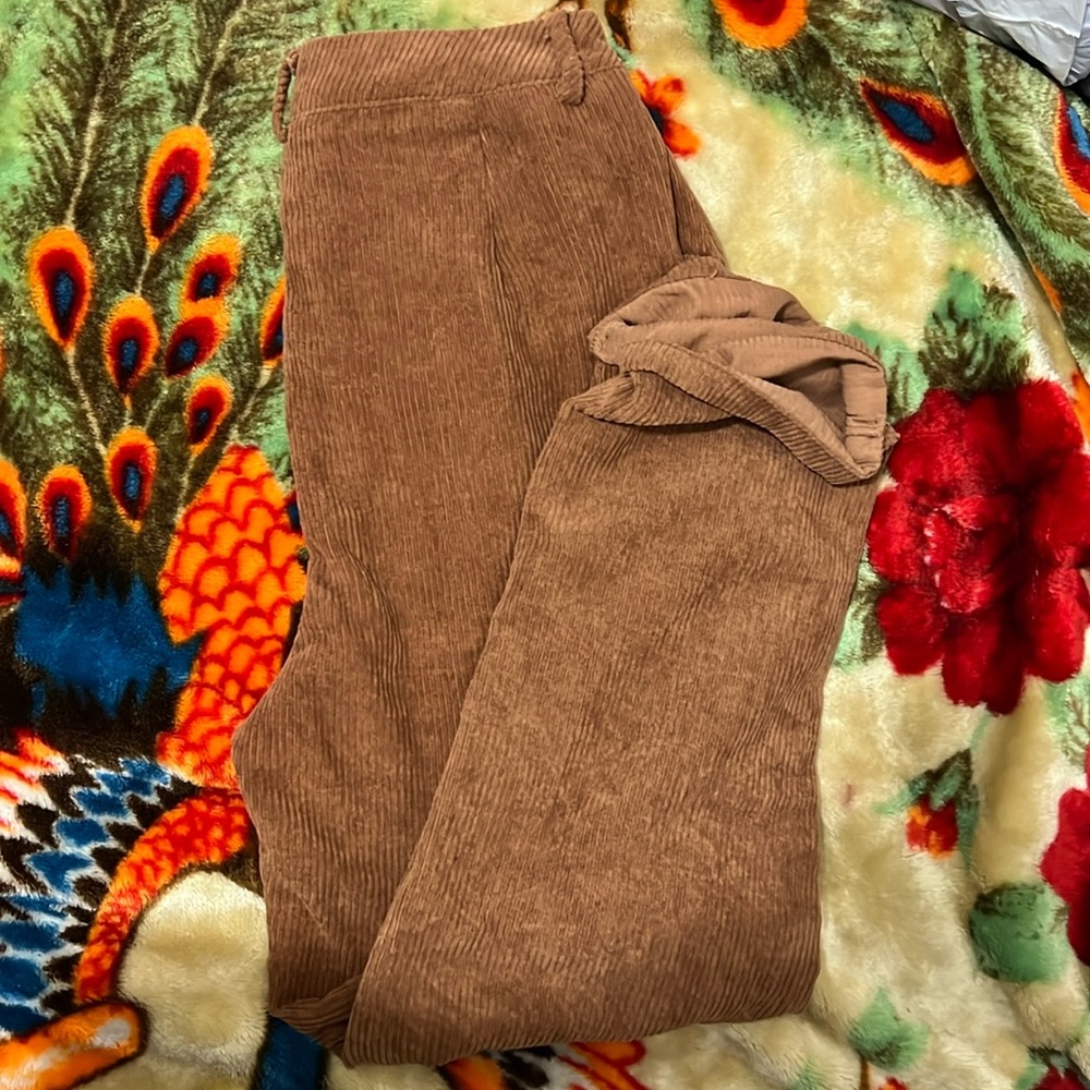 SHEIN high waisted corduroy pants ankle pants, brown